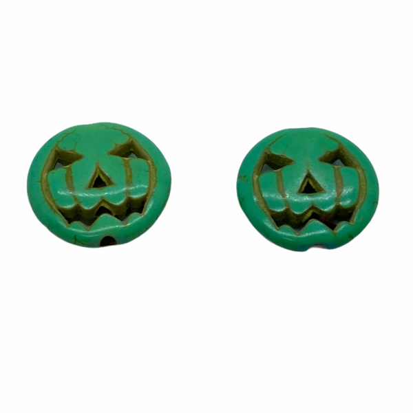 Szintetikus türkiz világos zöld halloween tök gyöngy (15x3,5mm)