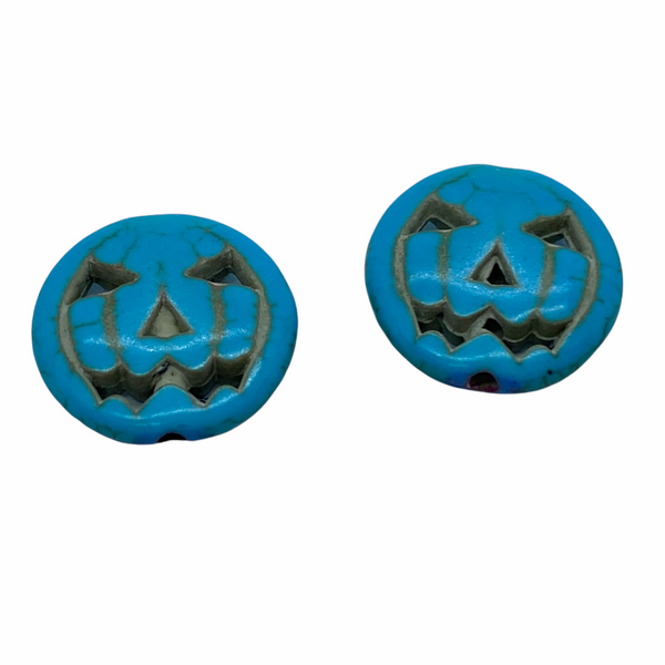 Szintetikus türkiz türkiz színű halloween tök gyöngy (15x3,5mm)