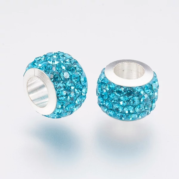 Nemesacél akvamarin strasszos gyöngy Nemesacél akvamarin strasszos gyöngy