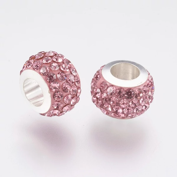 Nemesacél világos rozé strasszos gyöngy Nemesacél világos rozé strasszos gyöngy