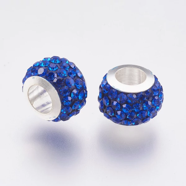 Nemesacél zafír strasszos gyöngy Nemesacél zafír strasszos gyöngy