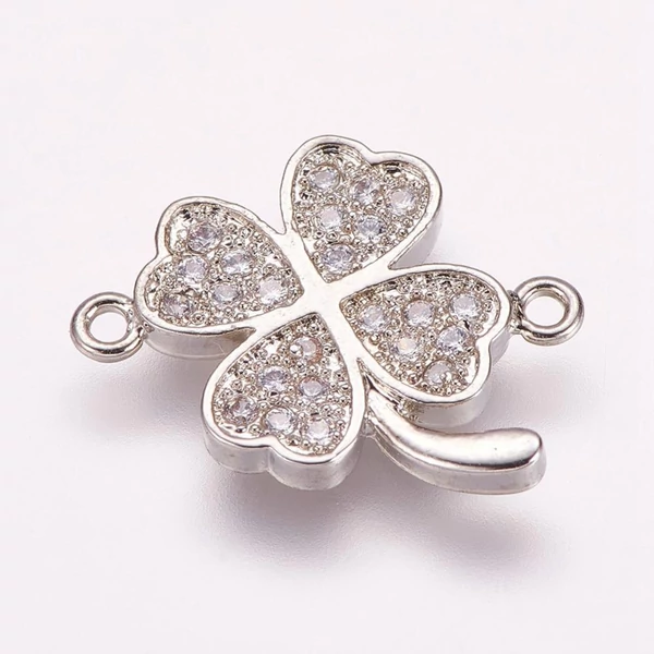 Antikolt ezüst színű cirkónia lóhere kapcsolóelem Antikolt ezüst színű cirkónia lóhere kapcsolóelem