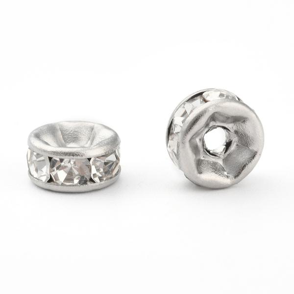 10db nemesacél strasszos köztes (6x3mm)