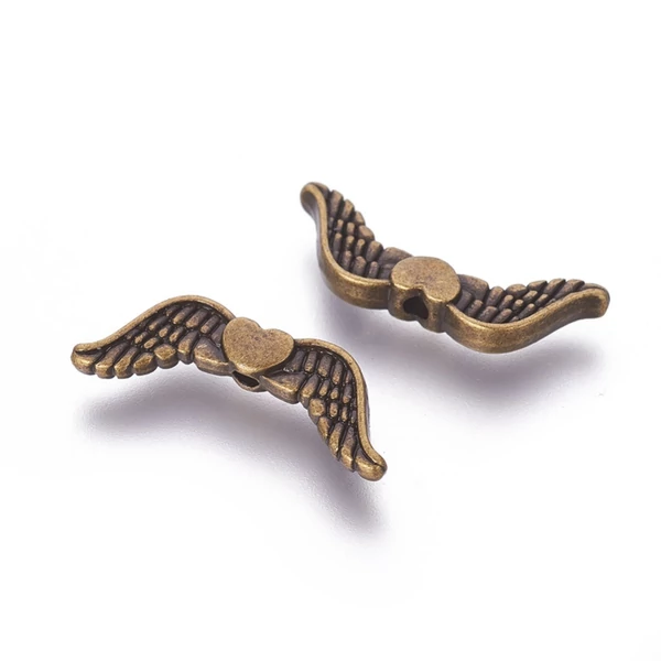 Antikolt bronz színű szives angyalszárny köztes (7x20mm)/5db Antikolt bronz színű szives angyalszárny köztes (7x20mm)/5db