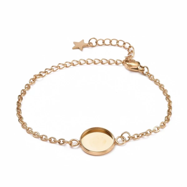 Nemesacél  arany színű tányéros karlánc (12mm) Nemesacél  arany színű tányéros karlánc (12mm)