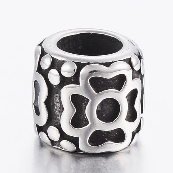 Nemesacél virágos gyöngy (9x8mm)