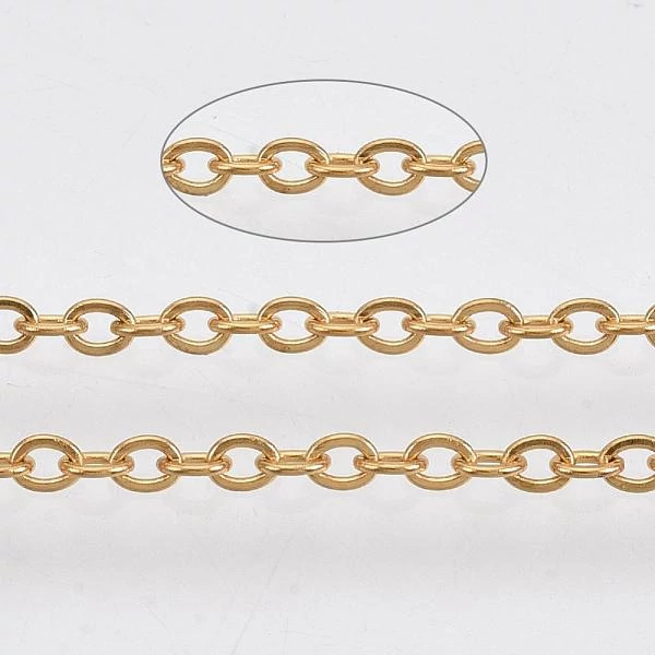 Arany színű nemesacél  keresztezett szemű ékszerlánc (3x2mm)