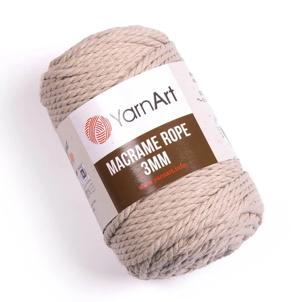 Yarnart Makramé Rope kifésülhető bézs (753) színű zsinór (3mm)