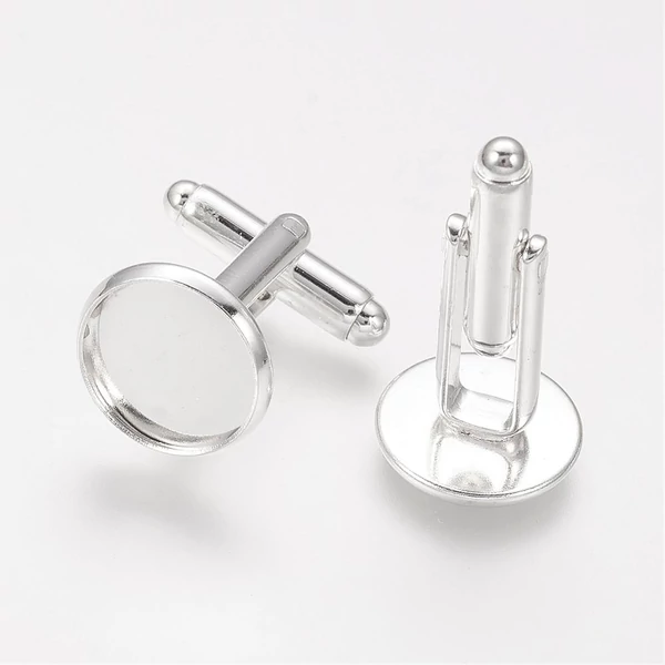 1 pár ezüst színű mandzsettagomb alap (12mm)