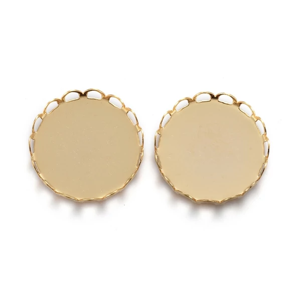 Nemesacél arany színű csipkés medálalap (18mm) Nemesacél arany színű csipkés medálalap (18mm)