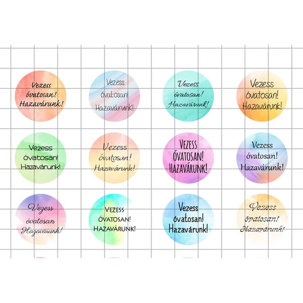 Vezess-óvatosan-1 Üveglencsés ékszerpapír 25mm A5 (24 színes karika)