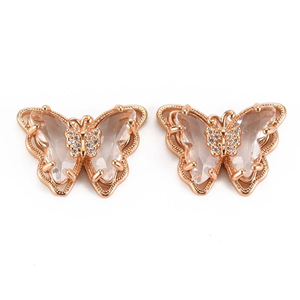 Arany és áttetsző színű cirkónia pillangó fityegő