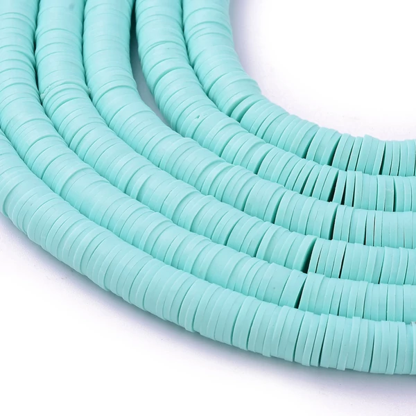 Akvamarin polimer lapított gyöngy (8mm/190db)