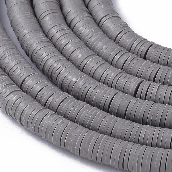 Szürke polimer lapított gyöngy (8mm/190db)