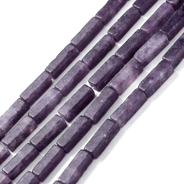 Lila jade tégla ásványgyöngy szálban (12~13x4x4mm)/29db Lila jade tégla ásványgyöngy szálban (12~13x4x4mm)/29db