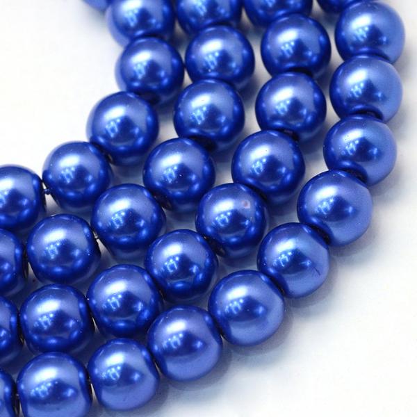 Királykék tekla üveggyöngy szálban (6mm)/145db