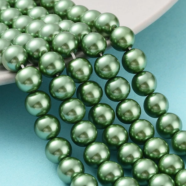 Zöld tekla üveggyöngy szálban (8mm)/52db