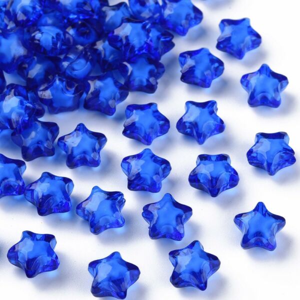10db Sötét kék csillag alakú akril gyöngy (11mm)