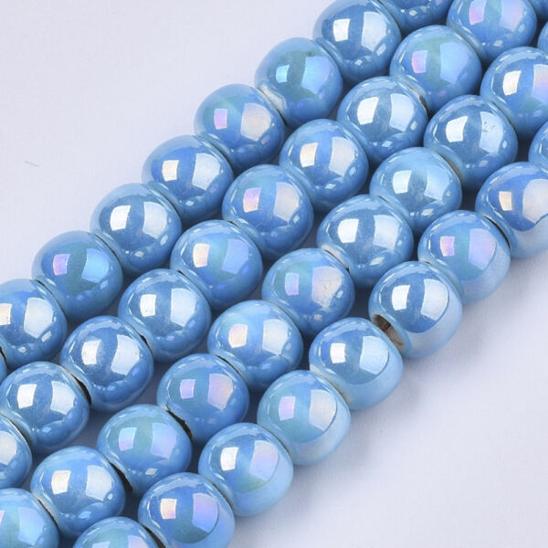 Kék színű porcelán, kerámia gyöngy (7x6mm) /10db
