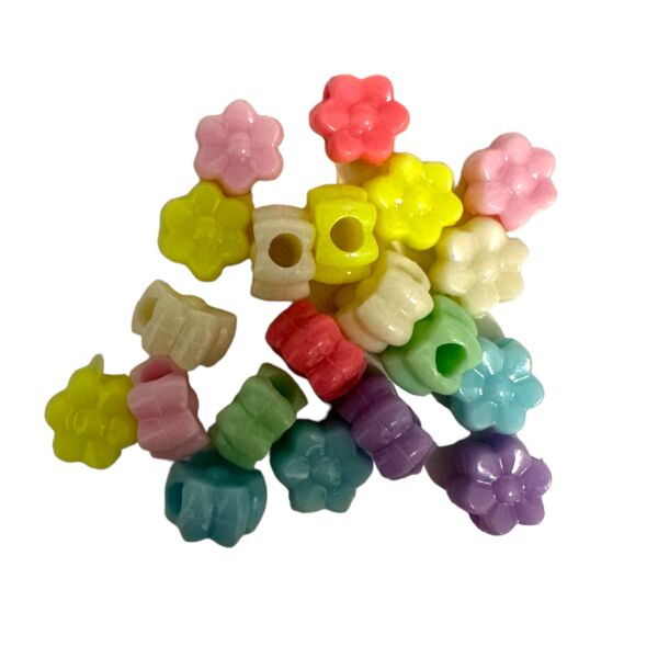 20db színes virág műanyag gyöngy (12mm)