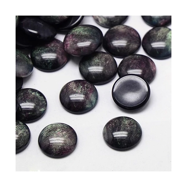 Színjátszós fekete színű műgyanta kaboson (10mm) /4db Színjátszós fekete színű műgyanta kaboson (10mm) /4db