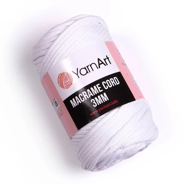 Yarnart Makramé cord fehér (751) színű zsinór (3mm)