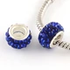 Strasszos sötét kék nagy lyukú gyöngy (11x7mm)