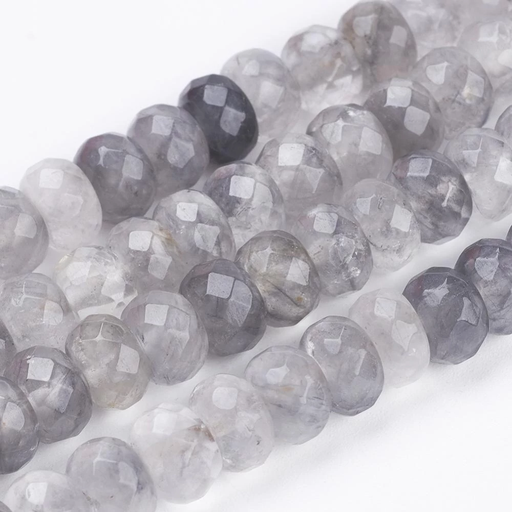 Csiszolt füstös kvarc ásványgyöngy (8x5mm)10db