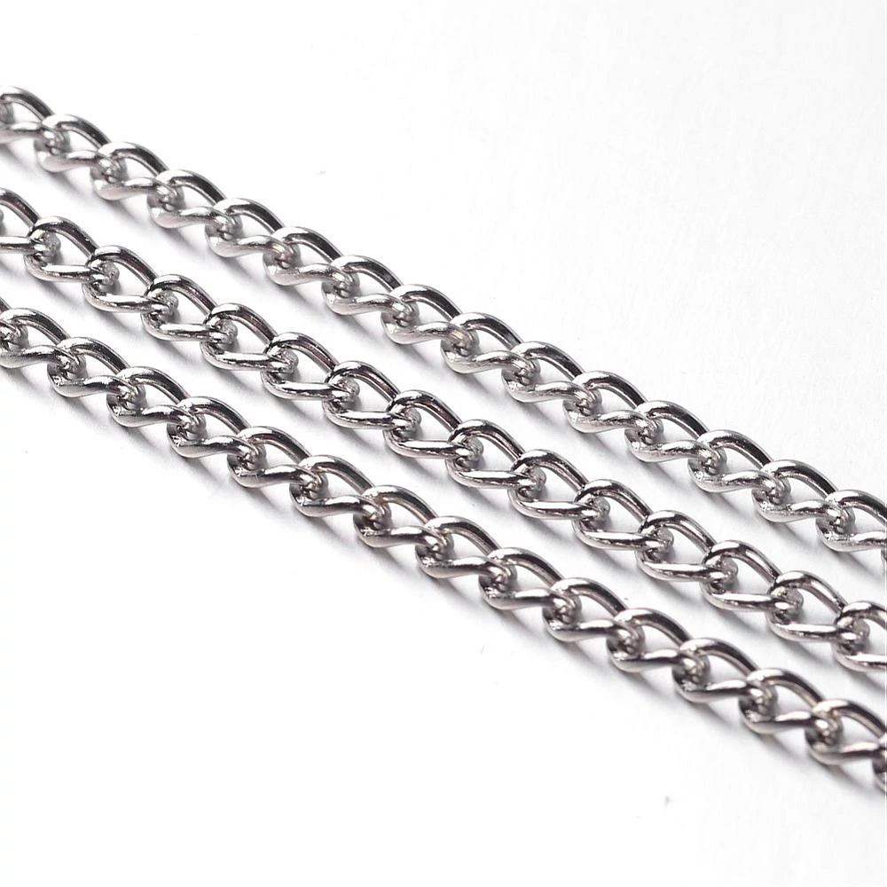 Antikolt ezüst színű csavart ékszerlánc (5x3,5mm)