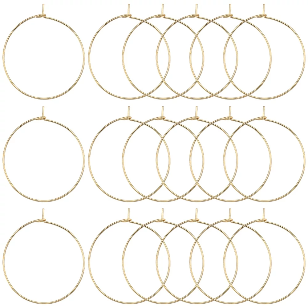 Arany színű nemesacél karika fülbevaló 18K arany bevonattal (35x30x0.7mm)