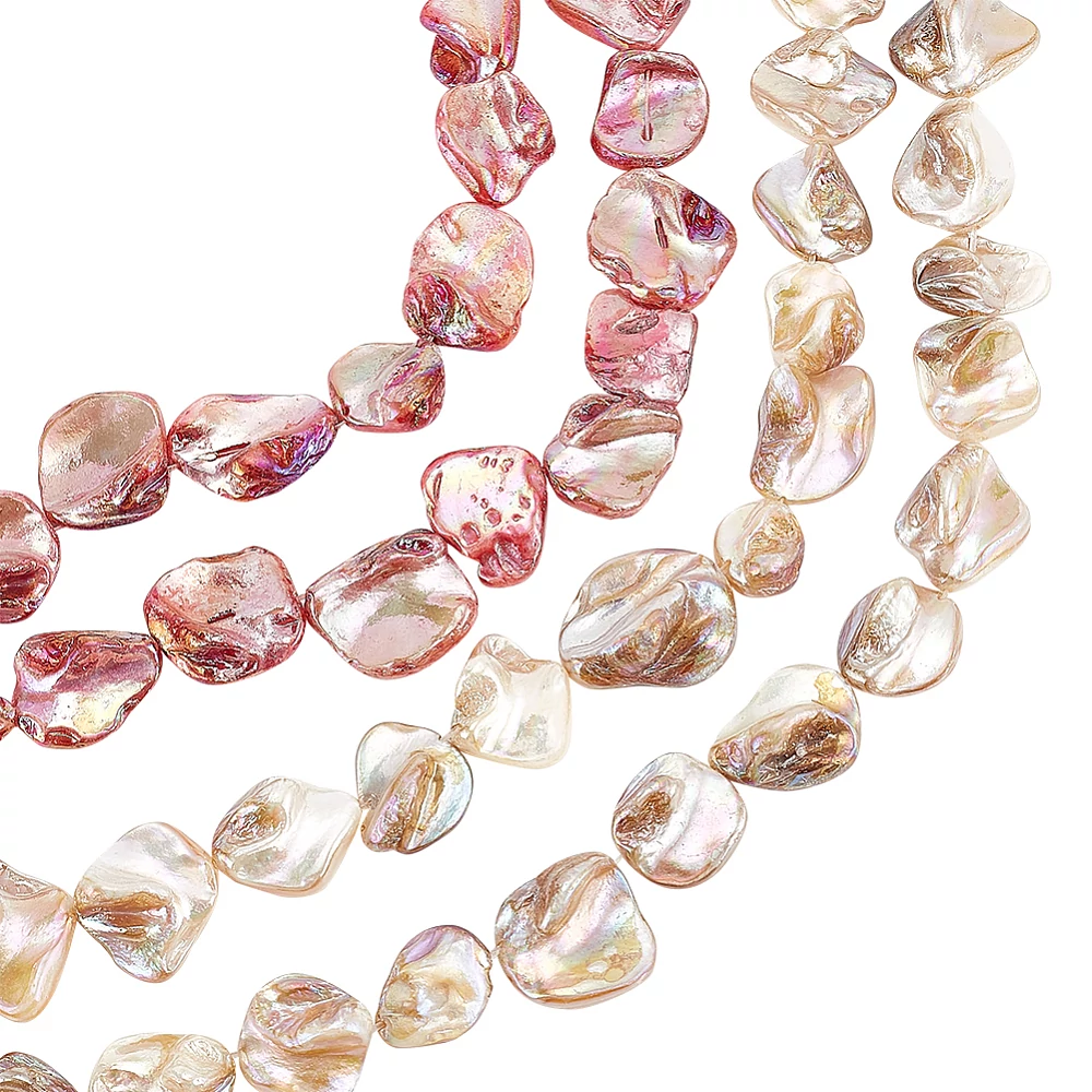 Rombusz alakú, természetes kagylógyöngy szálban (16.5~22x15~25x3~13mm) /19~20db