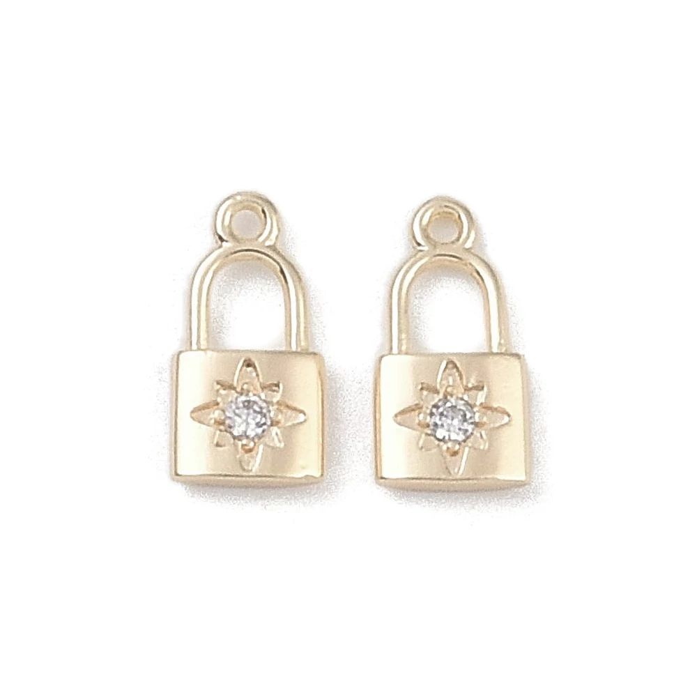 Arany színű 18K arannyal futtatott cirkónia, lakat medál (10x5x1.5mm)