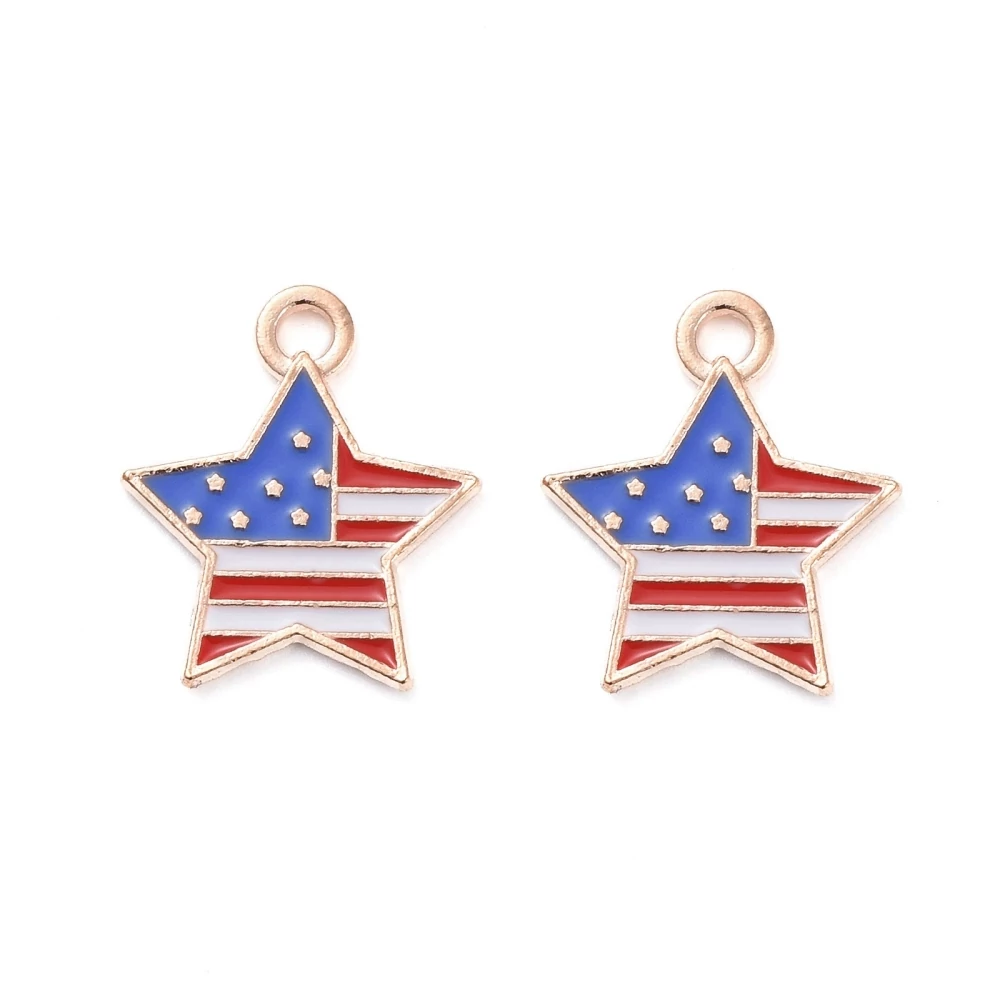 Függetlenség napjára, amerikai zászlós csillag alakú zománcozott fityegő (18x16x2mm)