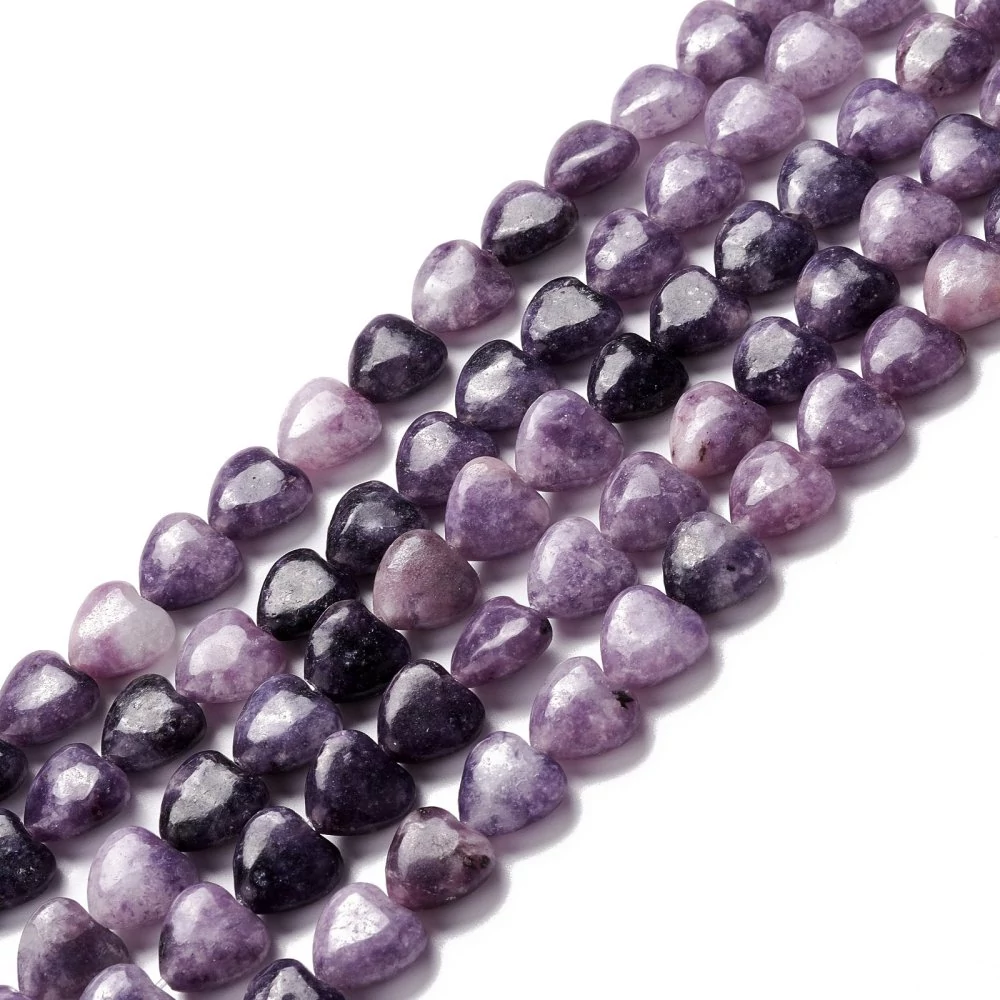 Lepidolit szív alakú ásványgyöngy (12,5mm)/1db