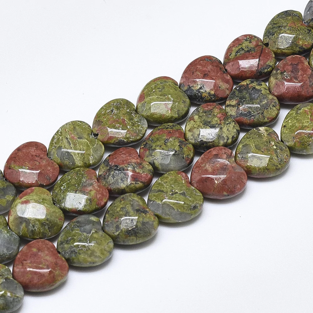 Unakit szív alakú ásványgyöngy (10mm)/1db