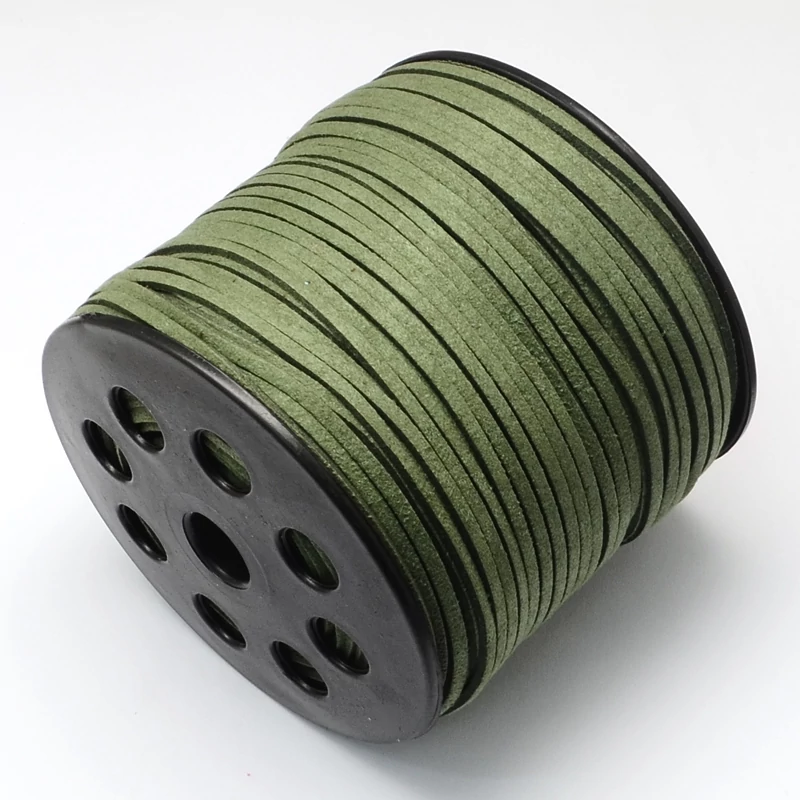 Khaki zöld hasított bőrszál (3mm) /10 méter