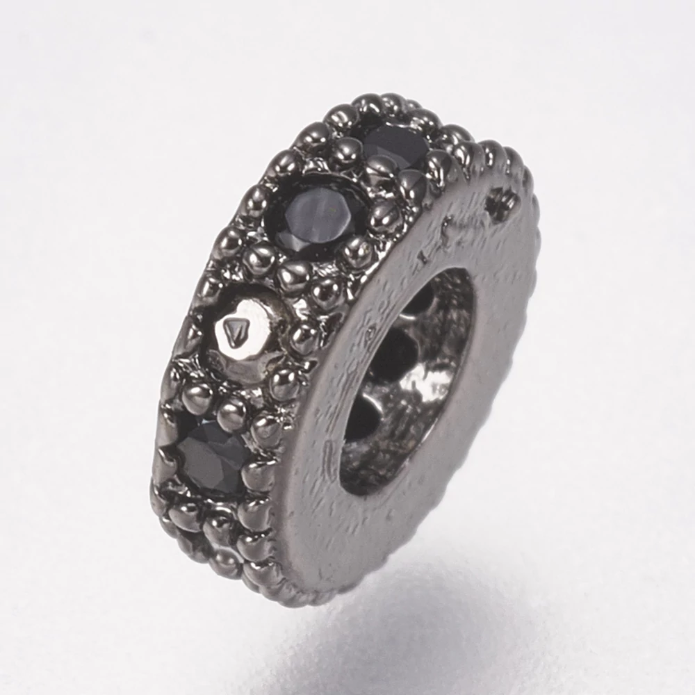Gunmetál-fekete színű cirkónia strasszos köztes (6x2mm)