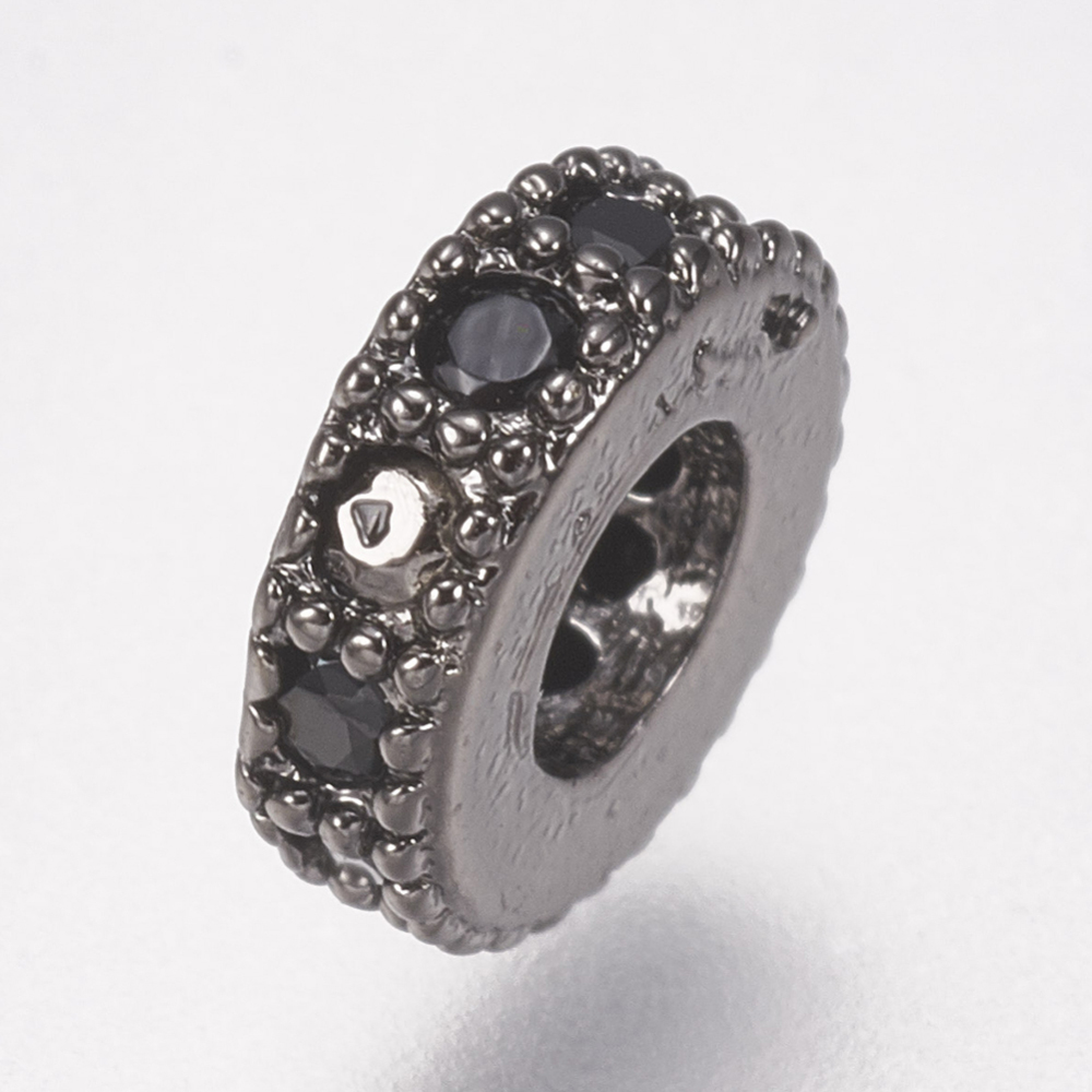 Gunmetál-fekete színű cirkónia strasszos köztes (6x2mm)