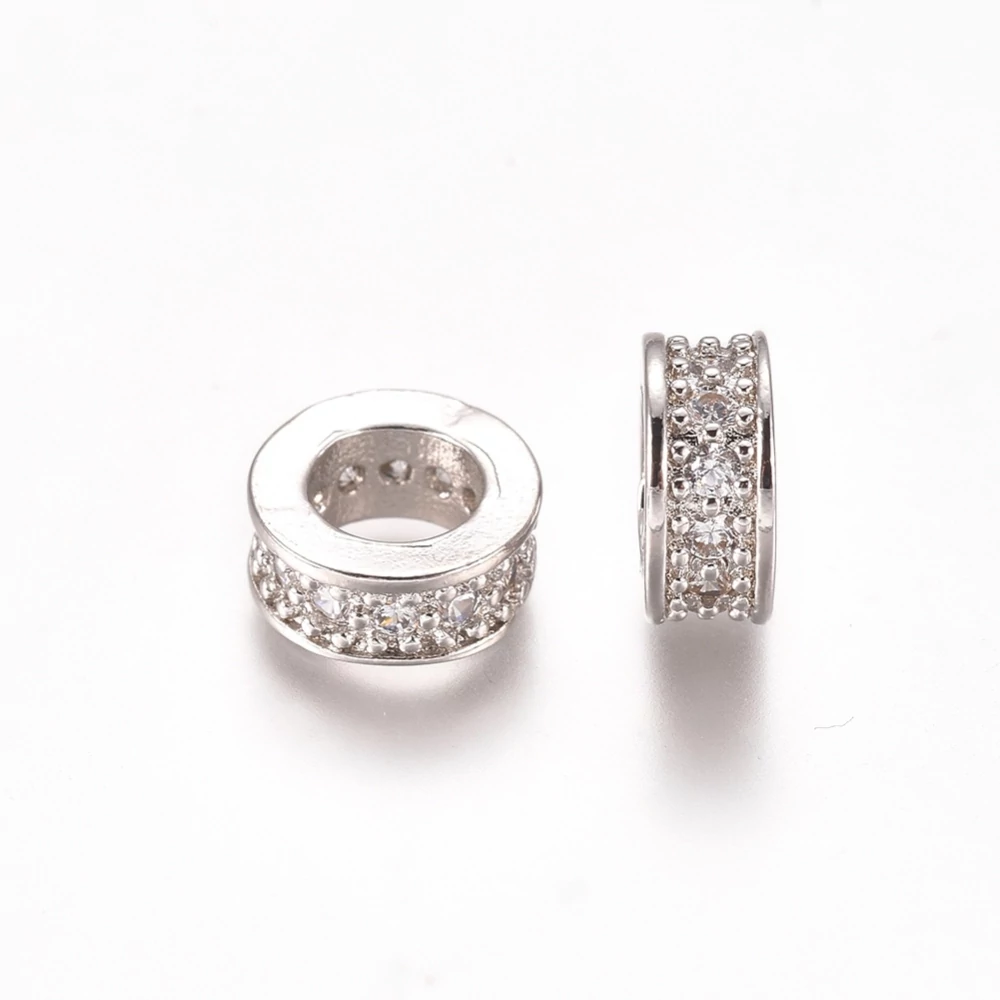 Strasszal díszített ezüst színű cirkónia köztes (8x3,5mm)