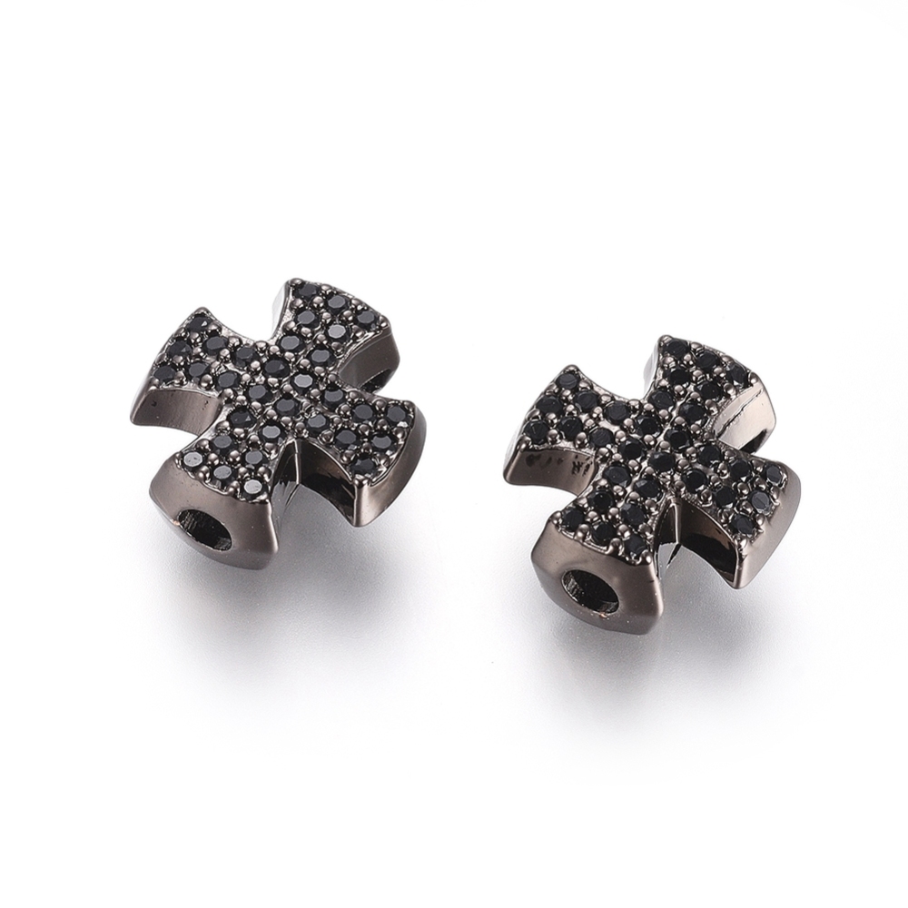 Gunmetál-fekete színű cirkónia strasszos köztes (12x12mm)