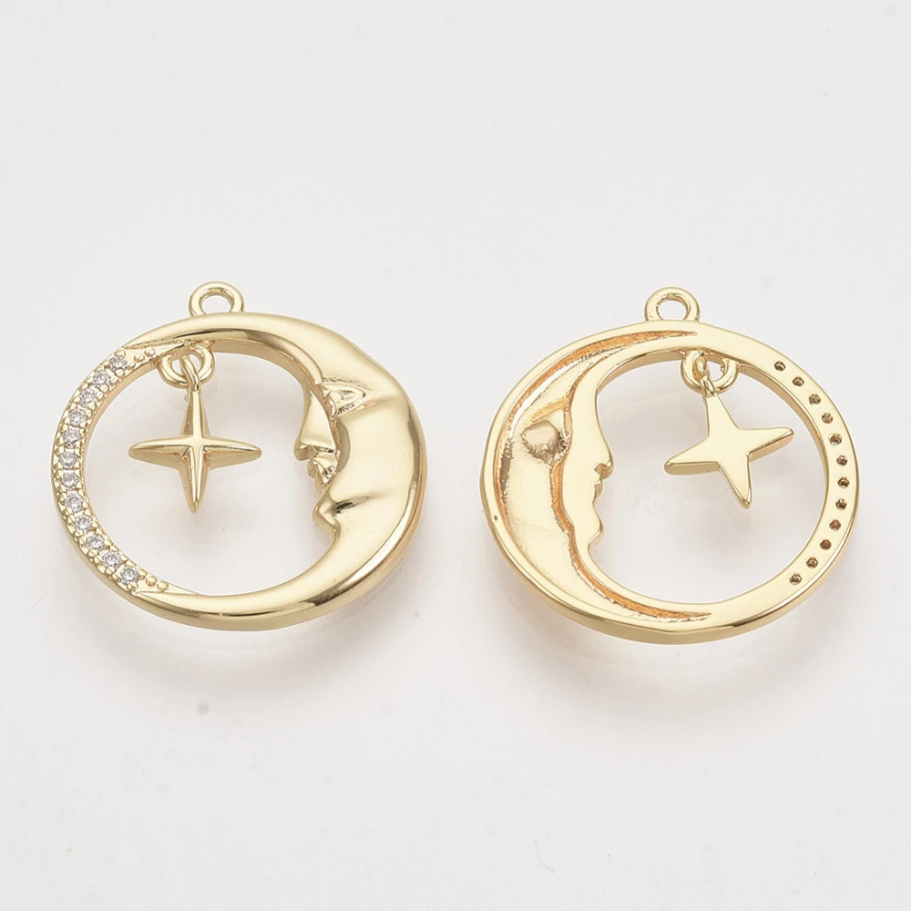 Arany színű cirkónia köves hold medál 18K arany bevonattal