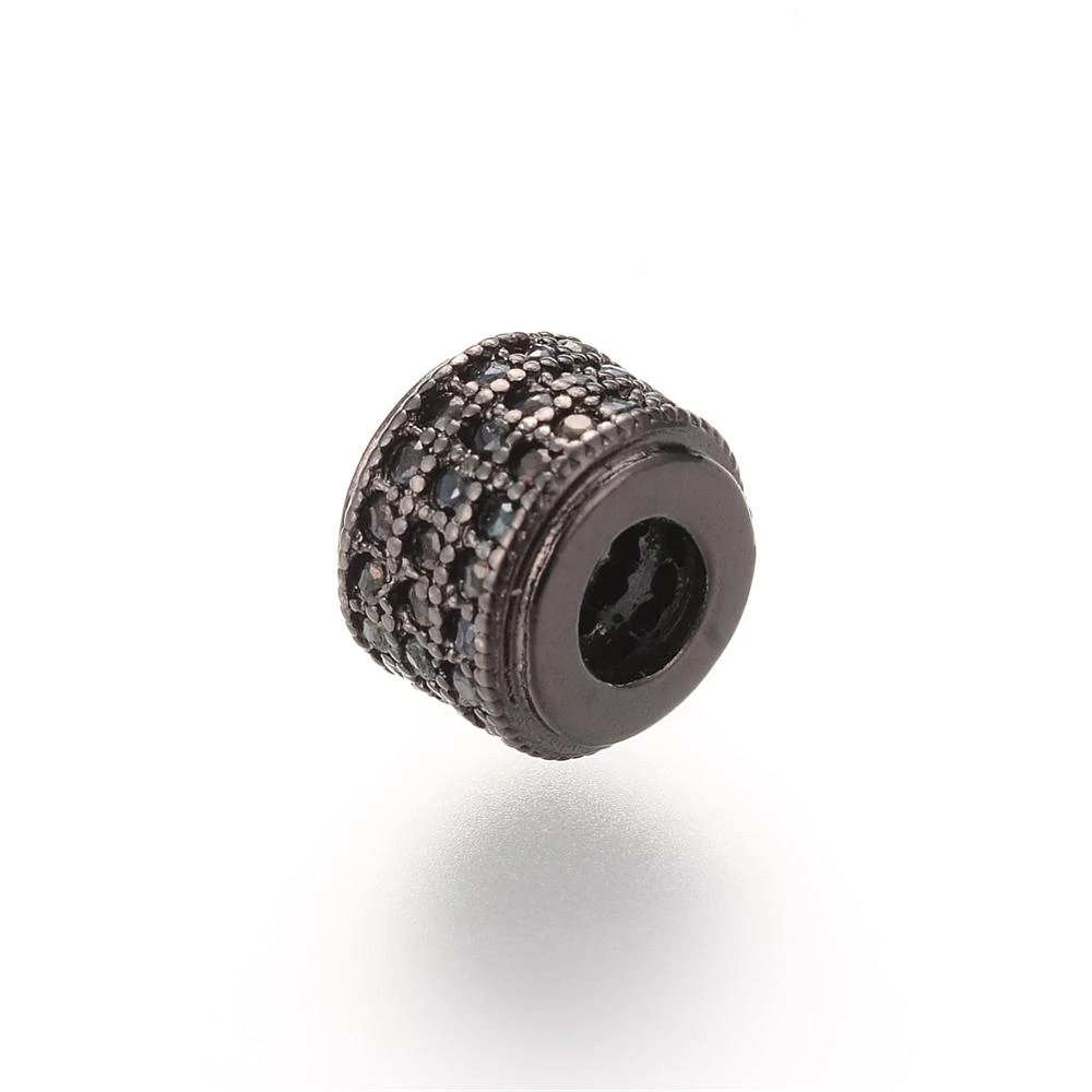 Strasszal díszített fekete színű cirkónia gyöngy fekete kövekkel(9x7mm)