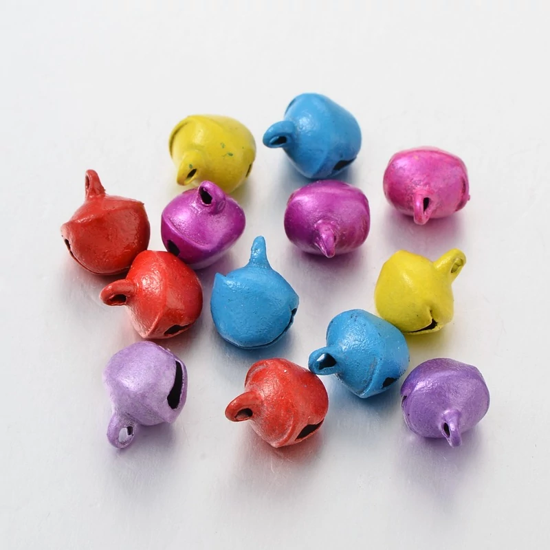 10db karácsonyi csengettyű fityegő (vegyes színek) (8x10mm)