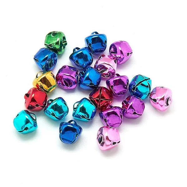 10db karácsonyi csengettyű fityegő (metál vegyes színek) (6mm)
