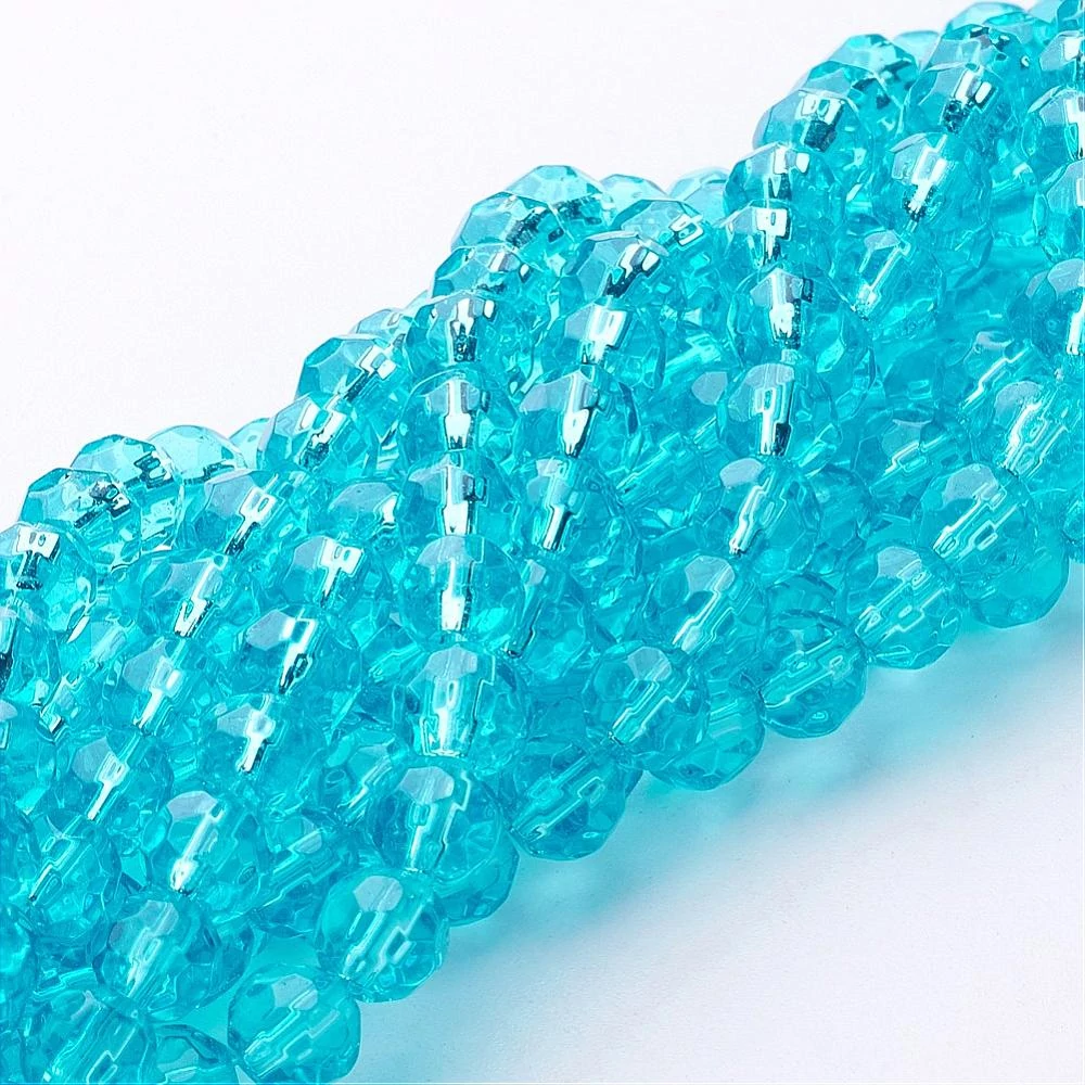 10db Égkék csiszolt üveggyöngy (6mm)