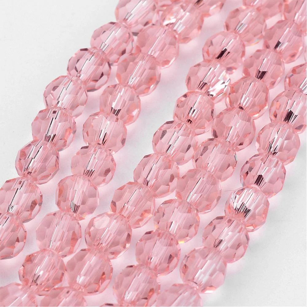 10db Rózsaszín csiszolt üveggyöngy (6mm)