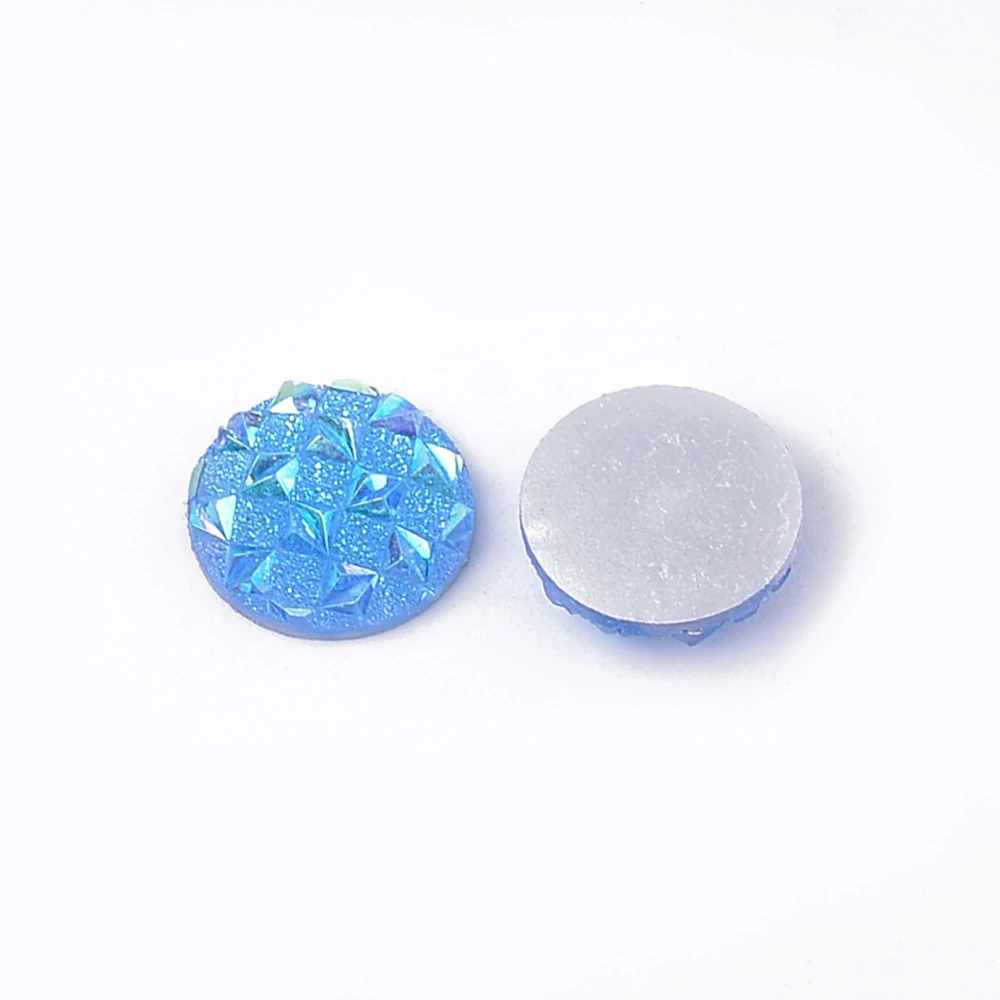 Világos kék színű rusztikus műgyanta kabochon (12mm) /4db
