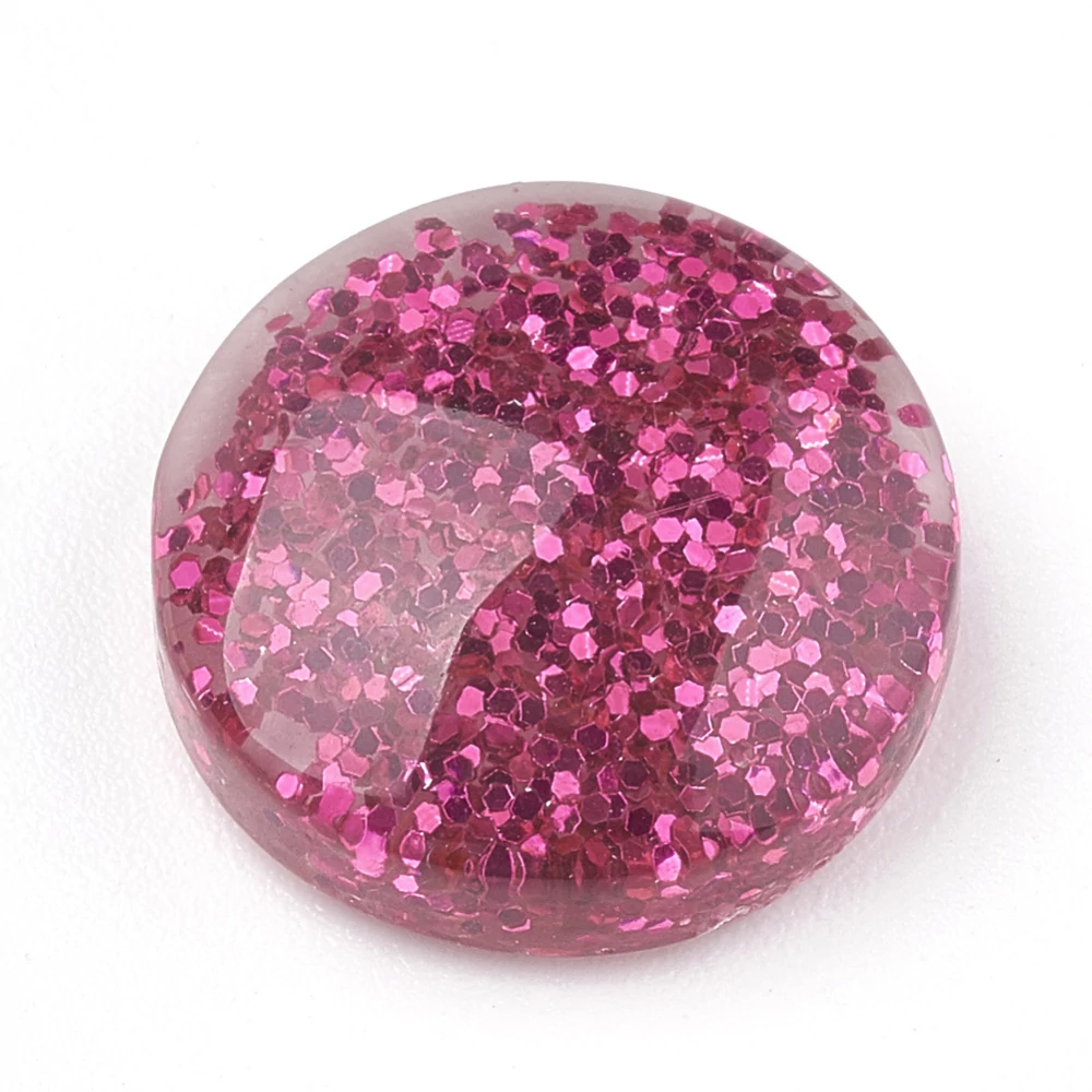 Viola színű glitteres műgyanta kabochon (14mm) /4db