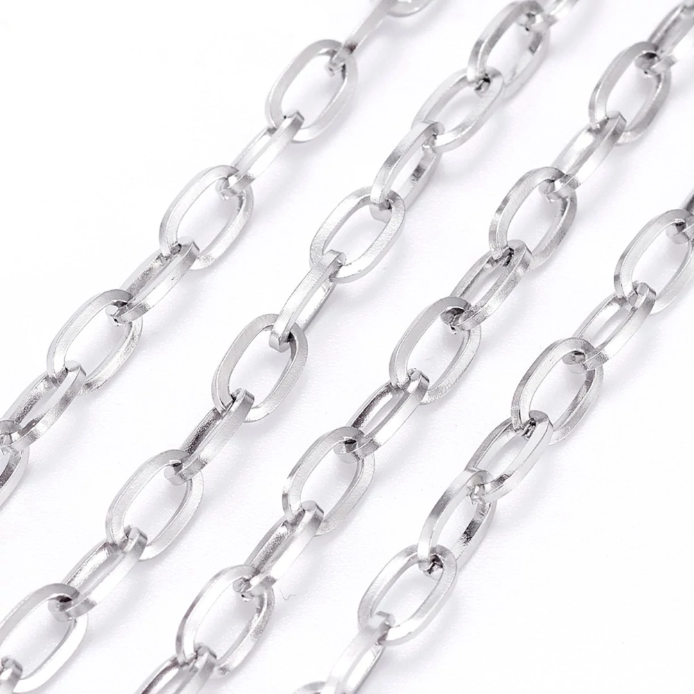 Nemesacél vastag keresztezett szemű ékszerlánc (7x4mm)