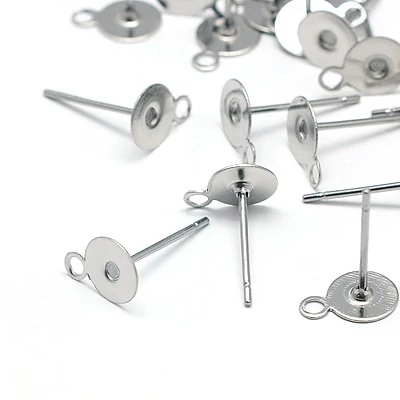 5pár nemesacél bedugós tovább építhető fülbevalóalap (6mm)